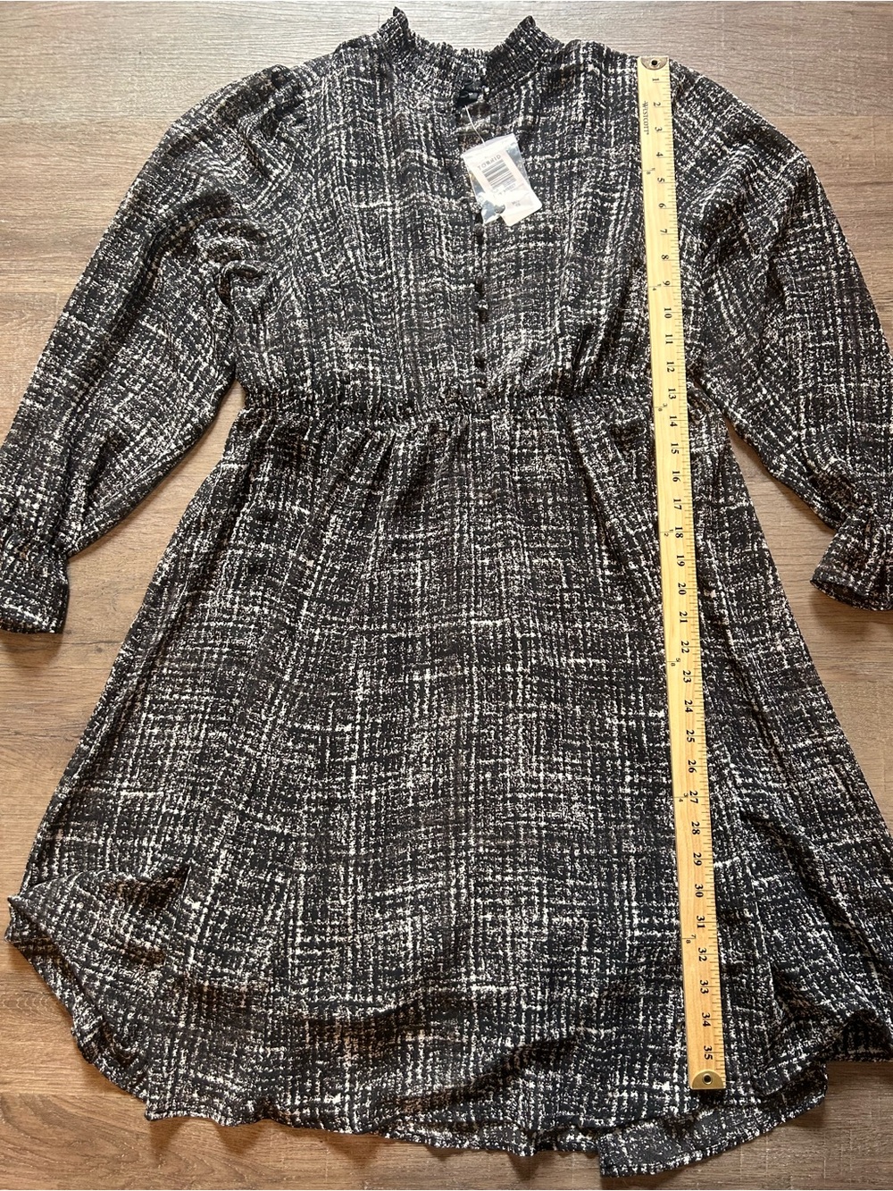 Torrid Dress Womens 00 / M/L Black & White Plaid Mini Mock Neck Ruffle Hem - Picture 7 of 12